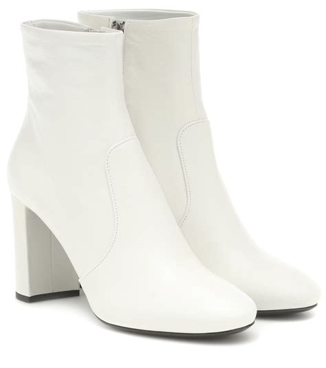 prada leather ankle boots white